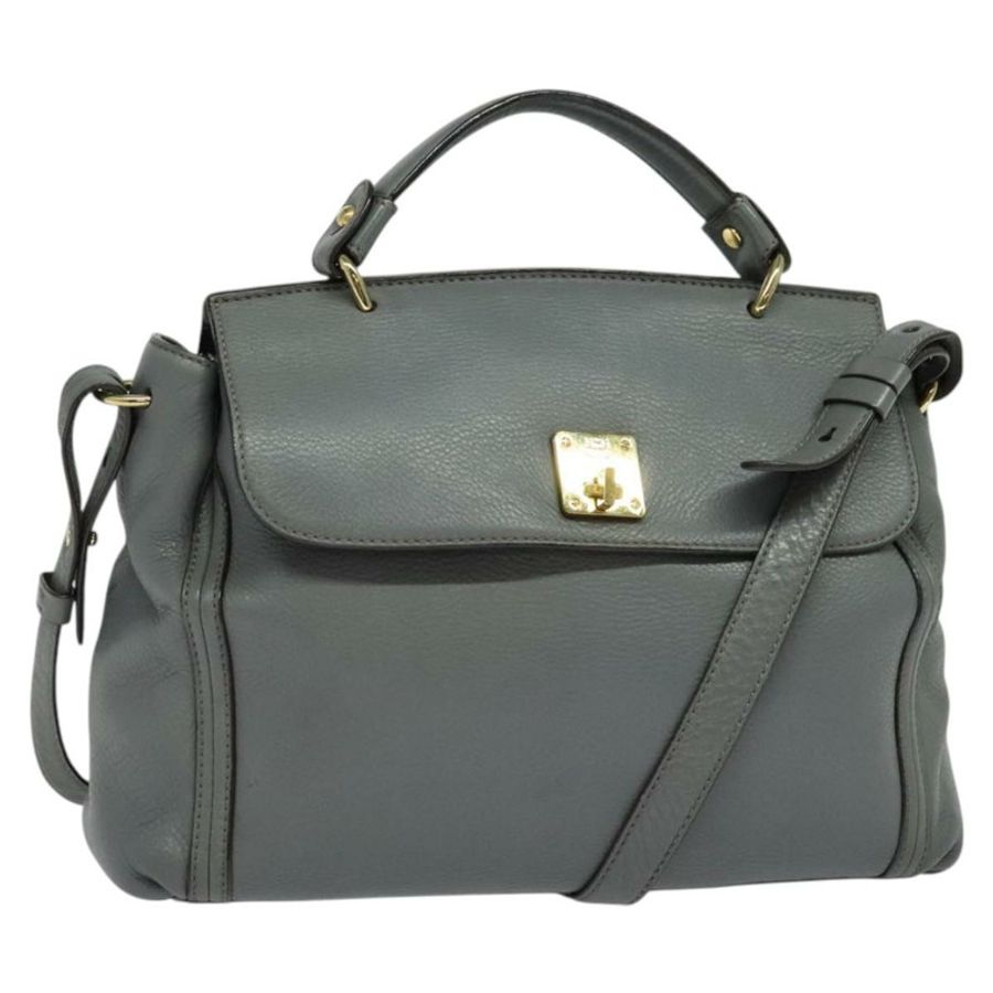 【日本直送】MCM 手提包 皮革 兩用 灰色 金色 正品 MY375-0
