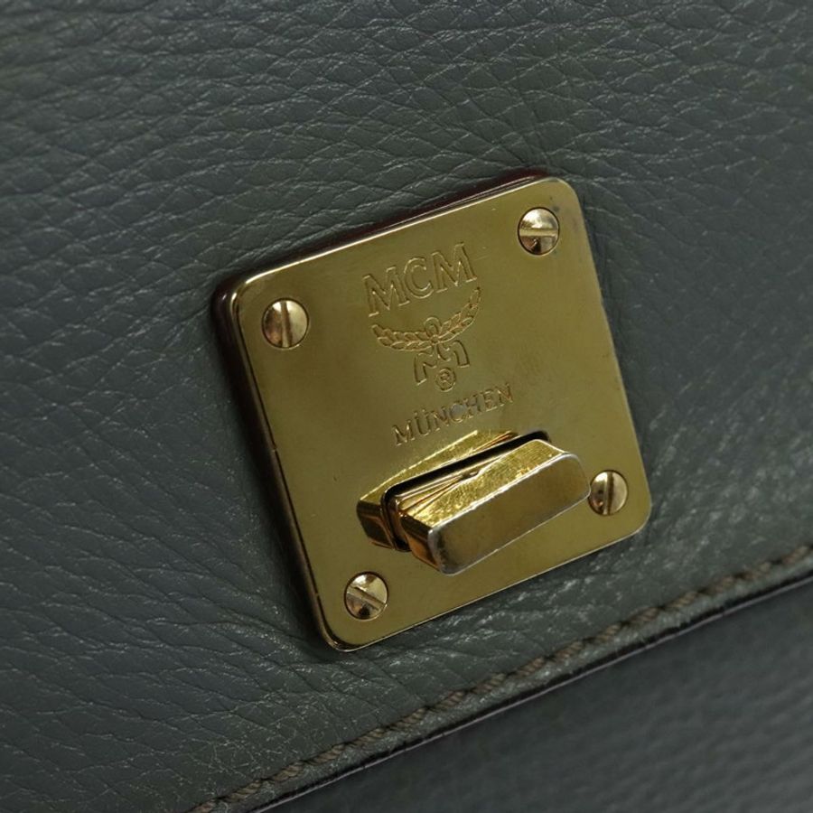 【日本直送】MCM 手提包 皮革 兩用 灰色 金色 正品 MY375-18