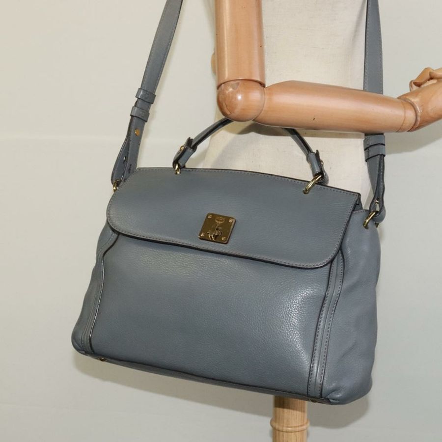 【日本直送】MCM 手提包 皮革 兩用 灰色 金色 正品 MY375-23
