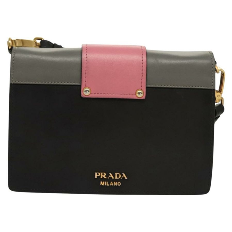 【日本直送】PRADA 鏈條單肩包 皮革 灰色 金色 正品 bs23951-1