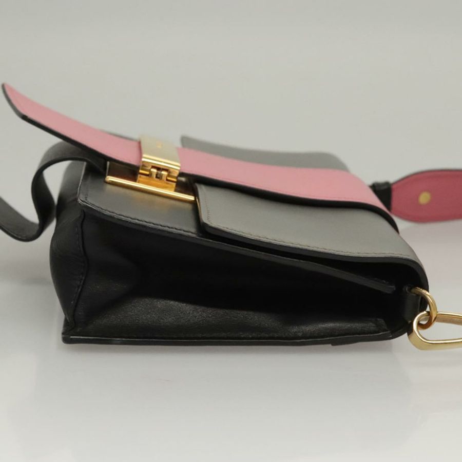 【日本直送】PRADA 鏈條單肩包 皮革 灰色 金色 正品 bs23951-2