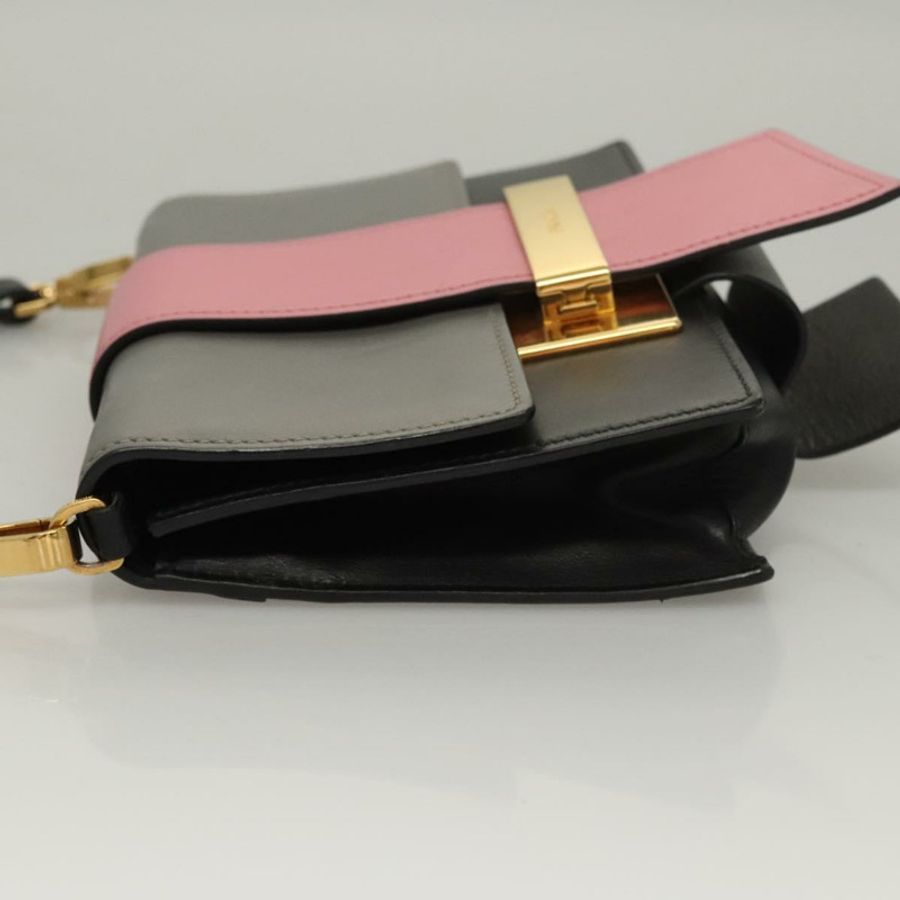 【日本直送】PRADA 鏈條單肩包 皮革 灰色 金色 正品 bs23951-3