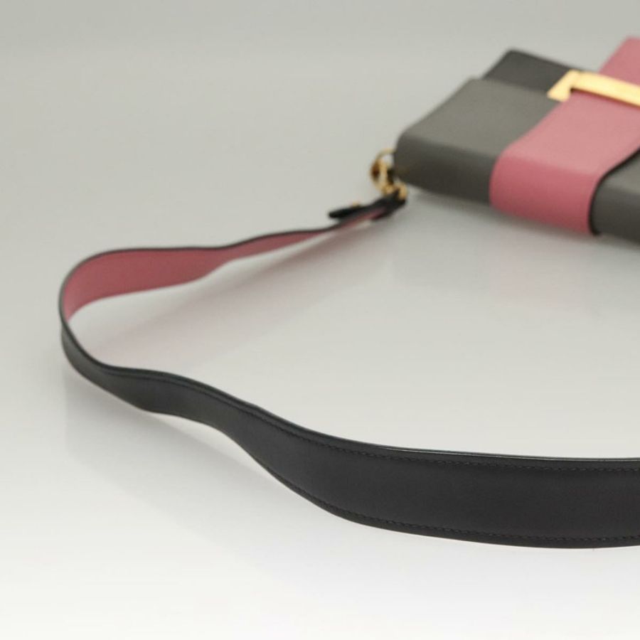 【日本直送】PRADA 鏈條單肩包 皮革 灰色 金色 正品 bs23951-6