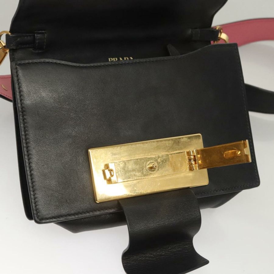 【日本直送】PRADA 鏈條單肩包 皮革 灰色 金色 正品 bs23951-9