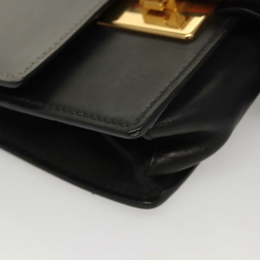 【日本直送】PRADA 鏈條單肩包 皮革 灰色 金色 正品 bs23951-14