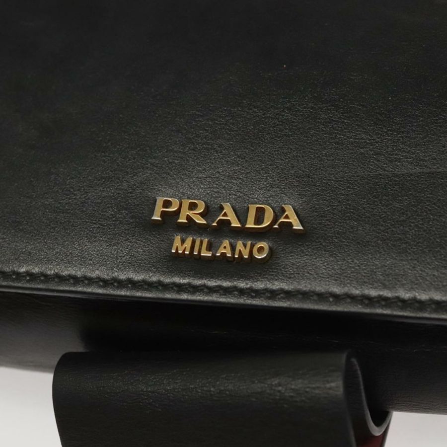 【日本直送】PRADA 鏈條單肩包 皮革 灰色 金色 正品 bs23951-17