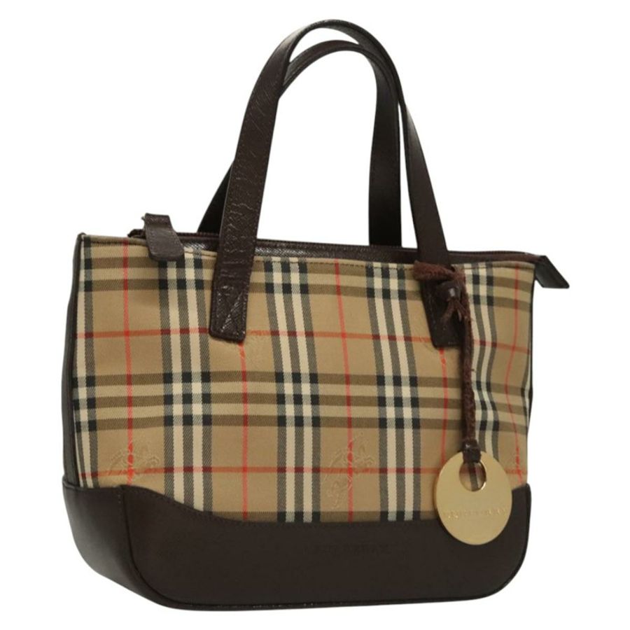 【日本直送】BURBERRY Nova 格紋手提包 帆布 米色 正品 sw226-0