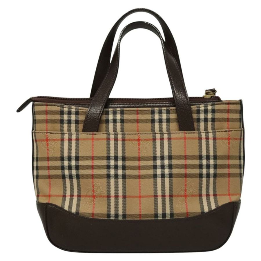 【日本直送】BURBERRY Nova 格紋手提包 帆布 米色 正品 sw226-1