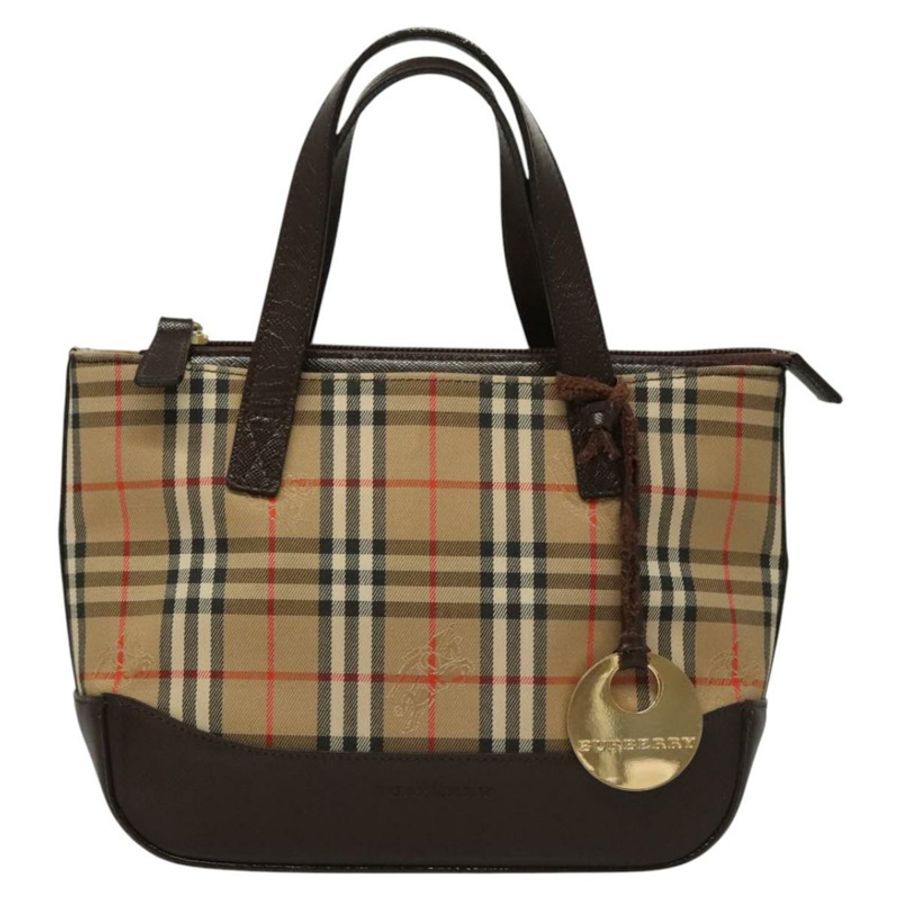 【日本直送】BURBERRY Nova 格紋手提包 帆布 米色 正品 sw226-12