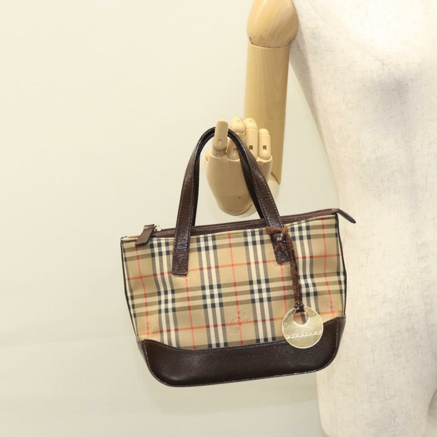 【日本直送】BURBERRY Nova 格紋手提包 帆布 米色 正品 sw226-20