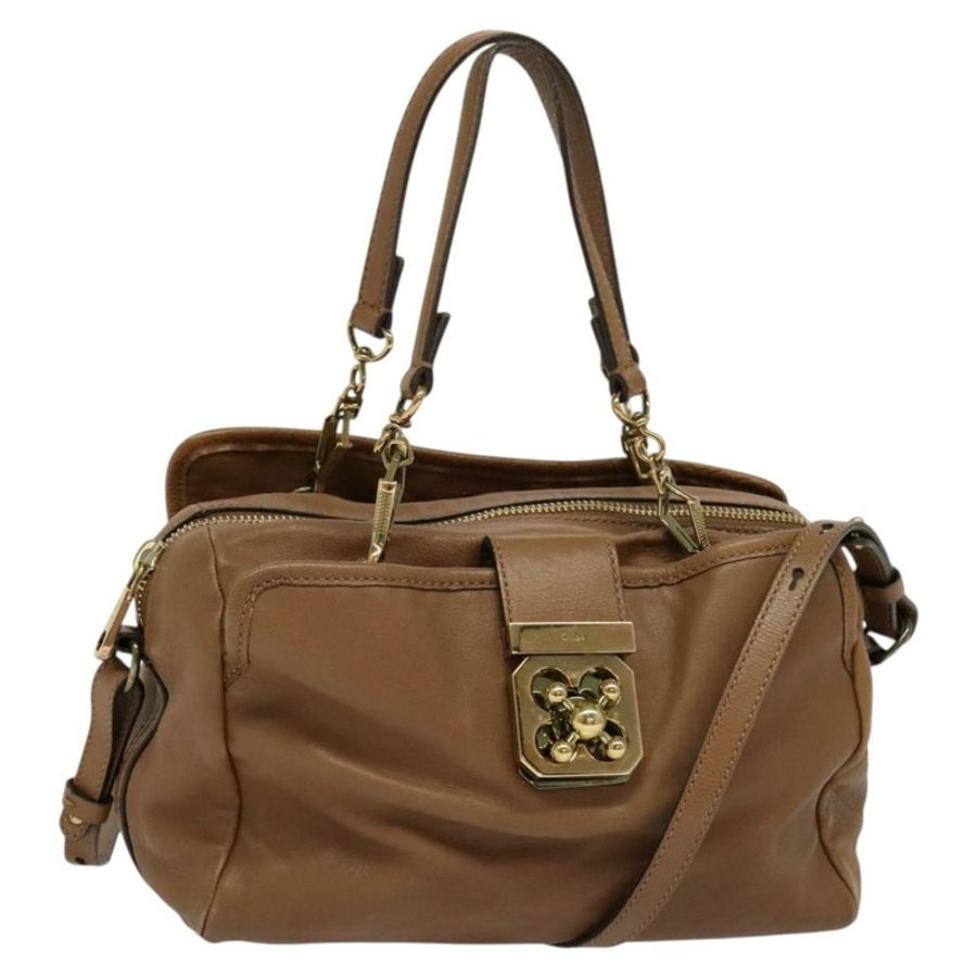 【日本直送】Chloe 手提包 皮革 兩用 棕色 金色 正品 BA1004-0