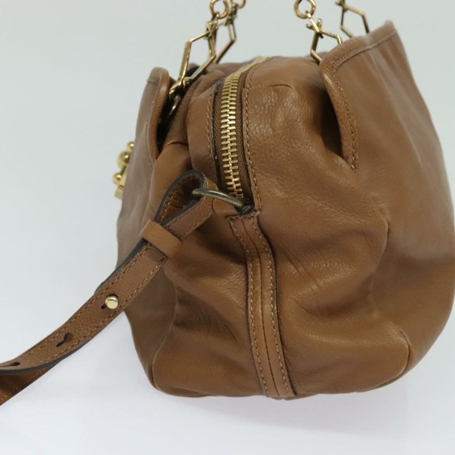 【日本直送】Chloe 手提包 皮革 兩用 棕色 金色 正品 BA1004-3