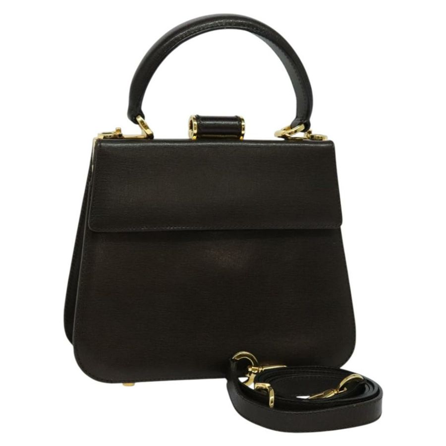 【日本直送】Salvatore Ferragamo 手提包 皮革 兩用 棕色 金色 正品 BD1172-0
