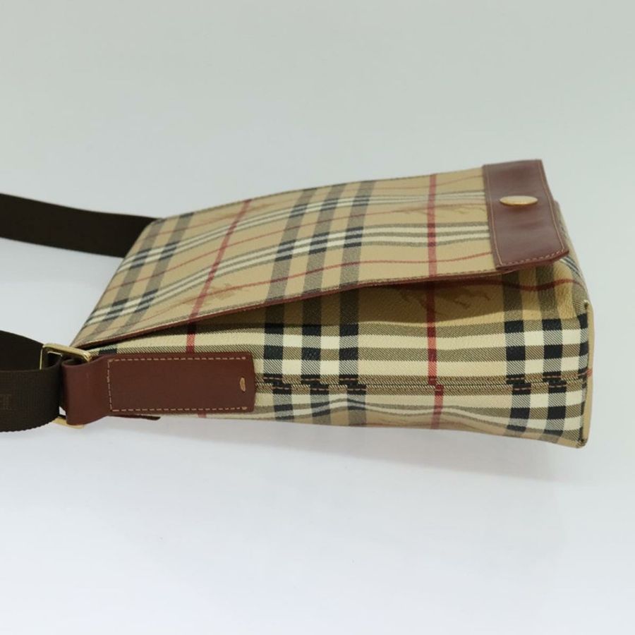 【日本直送】BURBERRY Nova 格紋肩背包 PVC 皮革 米色 正品 BD1450-2
