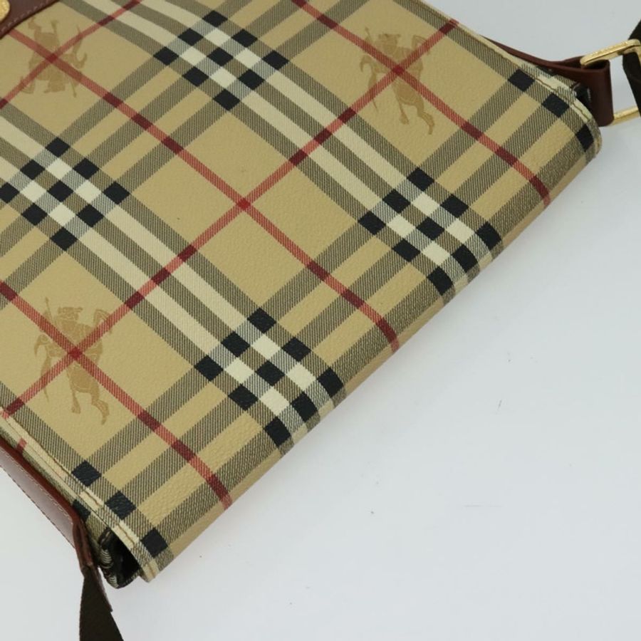 【日本直送】BURBERRY Nova 格紋肩背包 PVC 皮革 米色 正品 BD1450-5