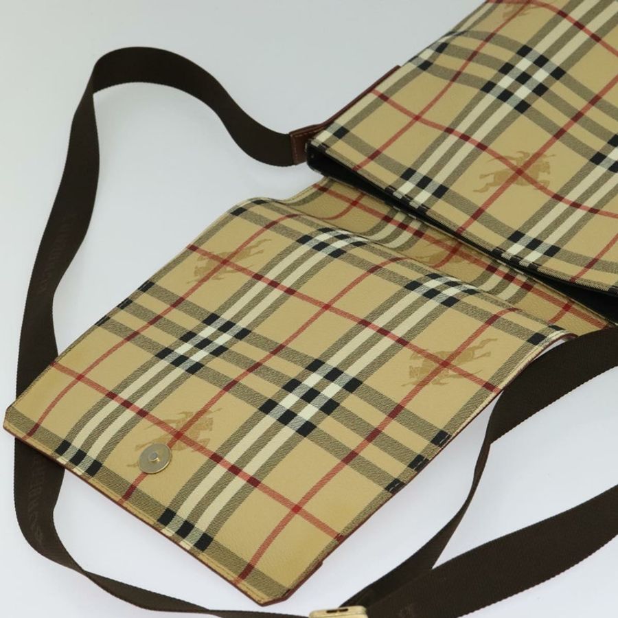 【日本直送】BURBERRY Nova 格紋肩背包 PVC 皮革 米色 正品 BD1450-9