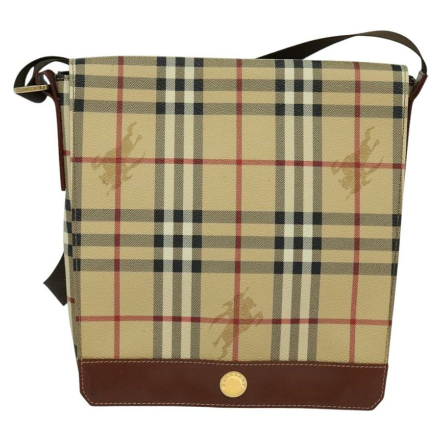【日本直送】BURBERRY Nova 格紋肩背包 PVC 皮革 米色 正品 BD1450-12