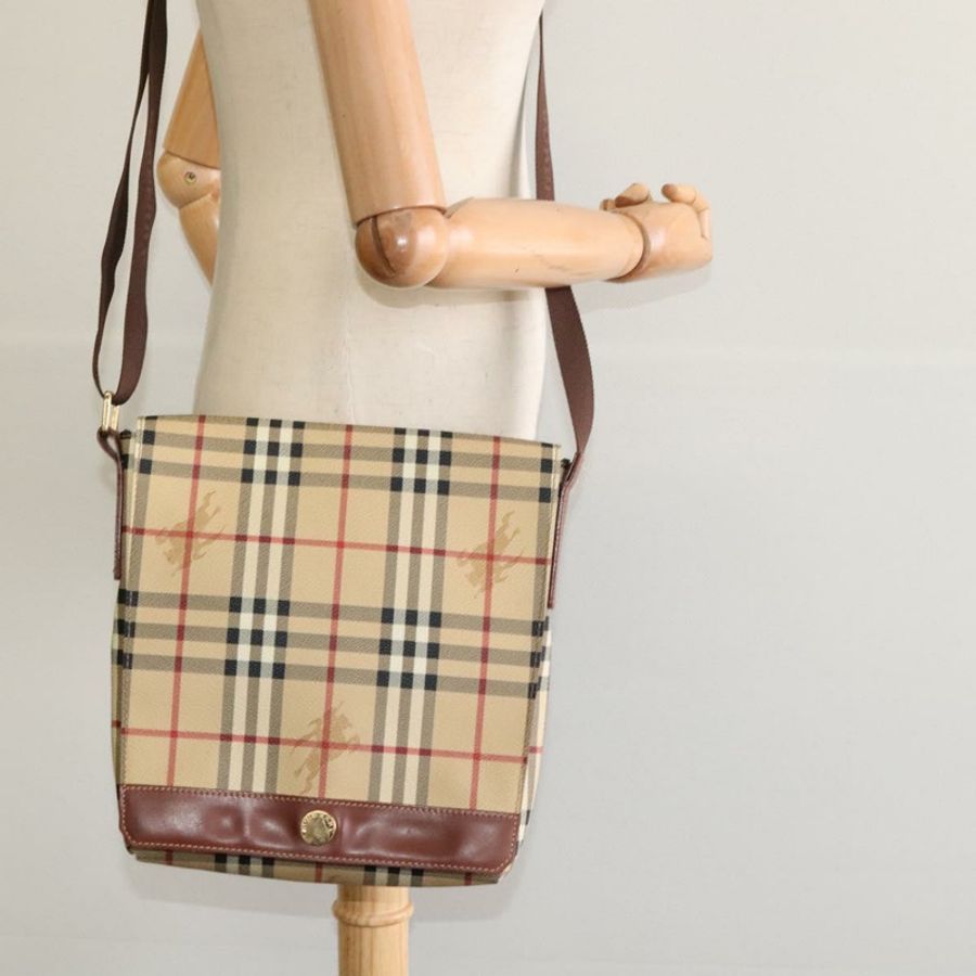 【日本直送】BURBERRY Nova 格紋肩背包 PVC 皮革 米色 正品 BD1450-21