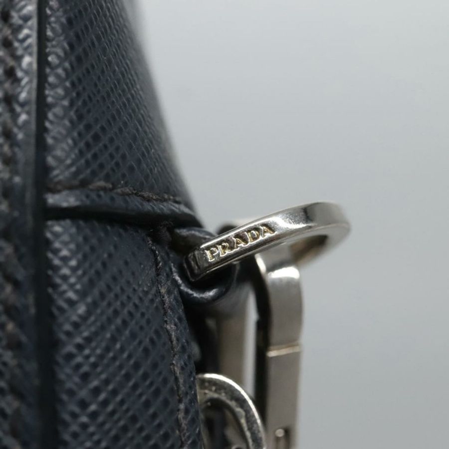 【日本直送】PRADA 手拿包 Safiano 皮革 海軍藍 銀色 正品 BD1408-8