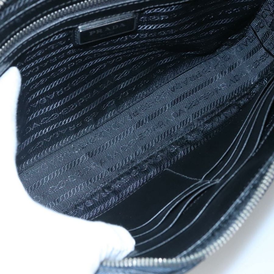 【日本直送】PRADA 手拿包 Safiano 皮革 海軍藍 銀色 正品 BD1408-9