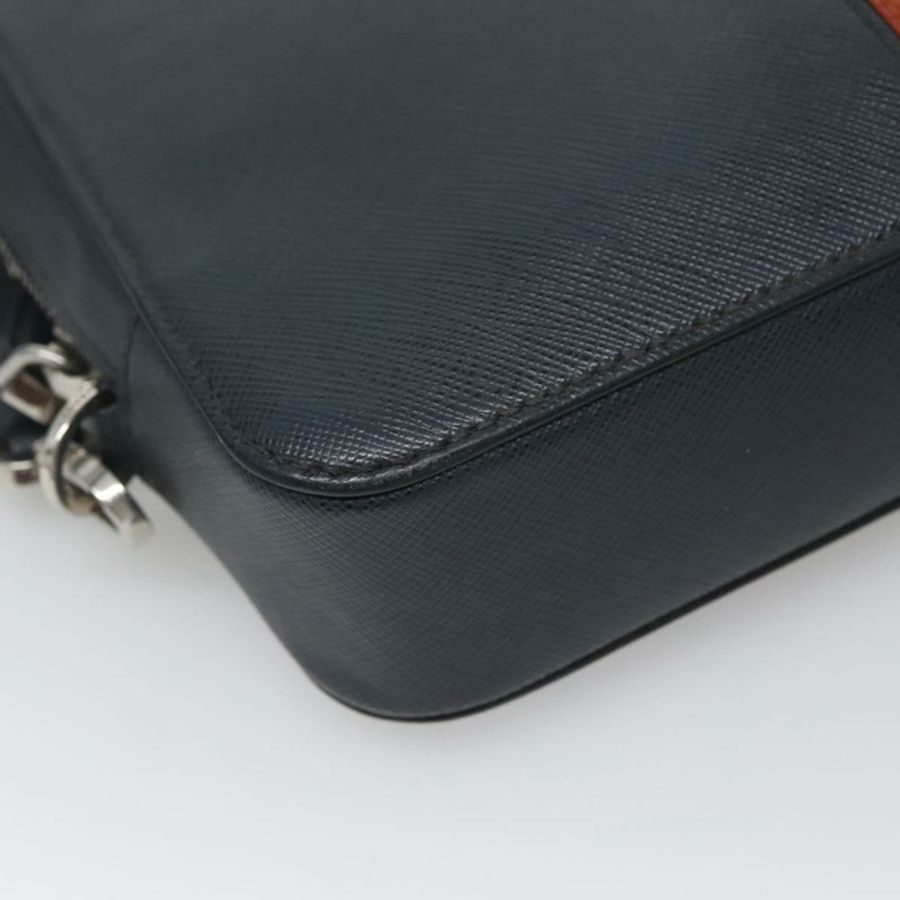 【日本直送】PRADA 手拿包 Safiano 皮革 海軍藍 銀色 正品 BD1408-14