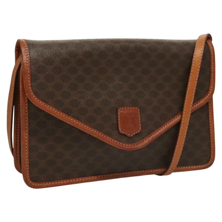 【日本直送】CELINE Macadam帆布肩背包 PVC皮革 棕色 金色 正品 ki5627-0