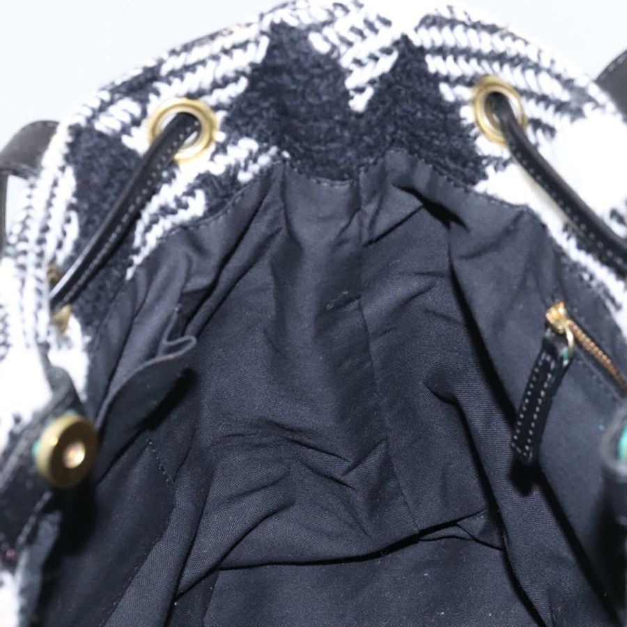 【日本直送】BURBERRY Nova Check Blue Label 托特包 羊毛 白色 金色 Auth BD1813-17
