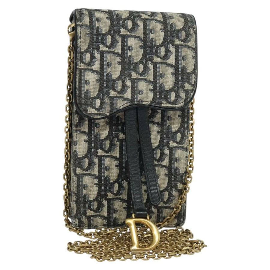【日本直送】Christian Dior Oblique Chain Trotter帆布肩背包 海軍藍 正品 MX012-0