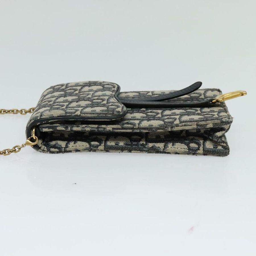 【日本直送】Christian Dior Oblique Chain Trotter帆布肩背包 海軍藍 正品 MX012-2