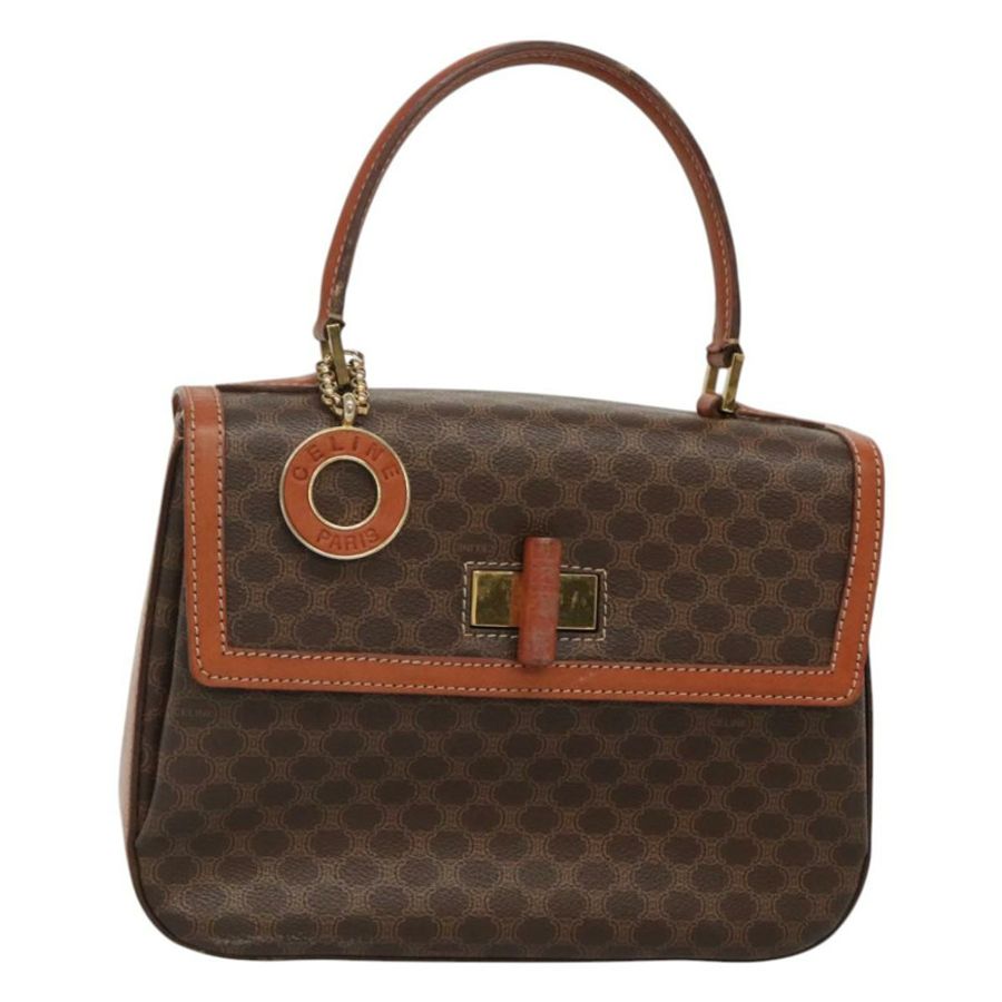 【日本直送】CELINE Macadam帆布手提包 PVC皮革 棕色 金色 正品 BD1780-0