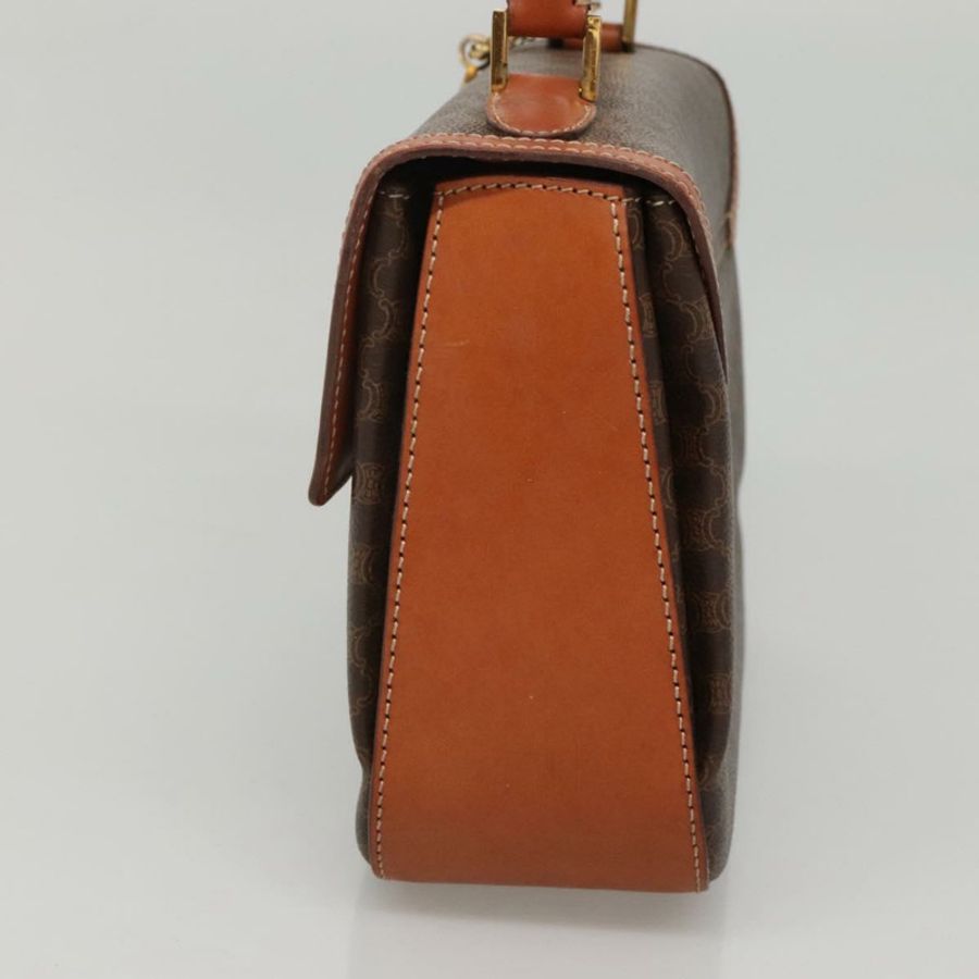 【日本直送】CELINE Macadam帆布手提包 PVC皮革 棕色 金色 正品 BD1780-3