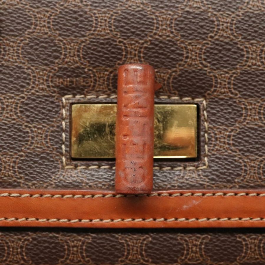 【日本直送】CELINE Macadam帆布手提包 PVC皮革 棕色 金色 正品 BD1780-8