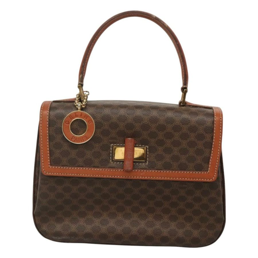 【日本直送】CELINE Macadam帆布手提包 PVC皮革 棕色 金色 正品 BD1780-12