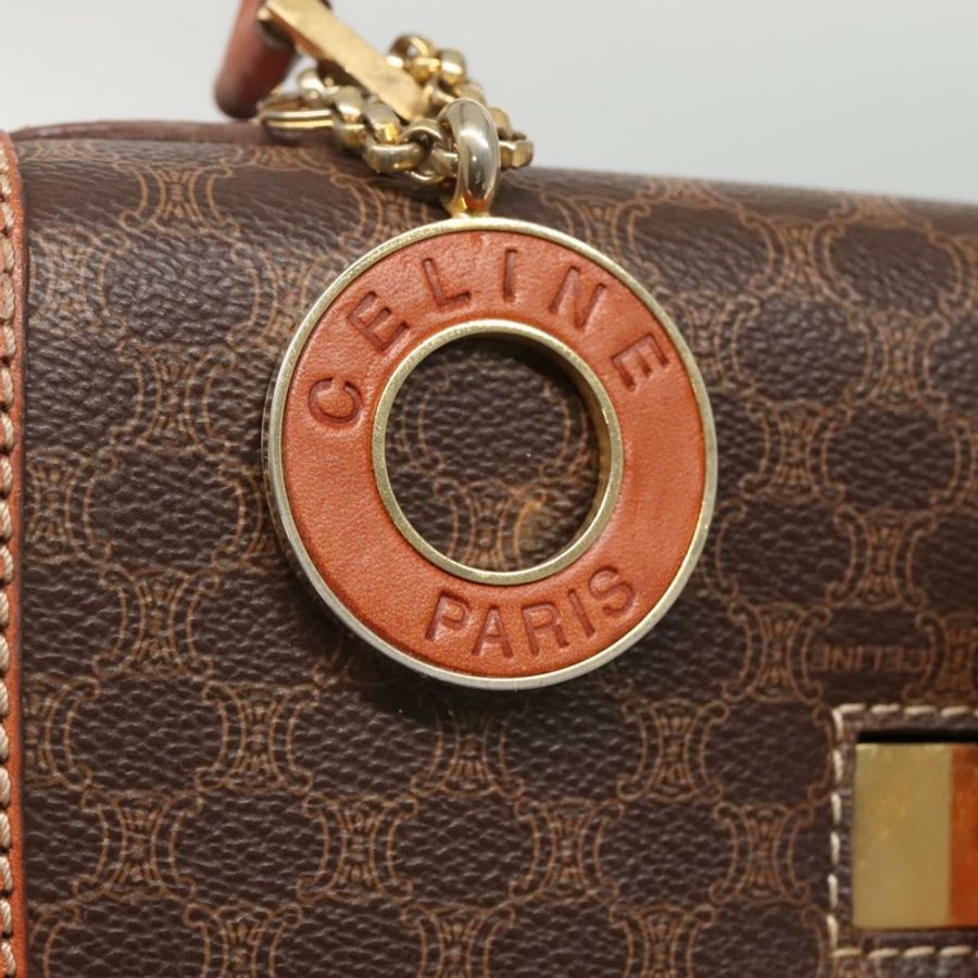 【日本直送】CELINE Macadam帆布手提包 PVC皮革 棕色 金色 正品 BD1780-17