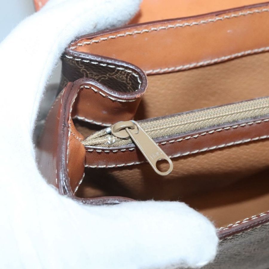 【日本直送】CELINE Macadam帆布手提包 PVC皮革 棕色 金色 正品 BD1780-19