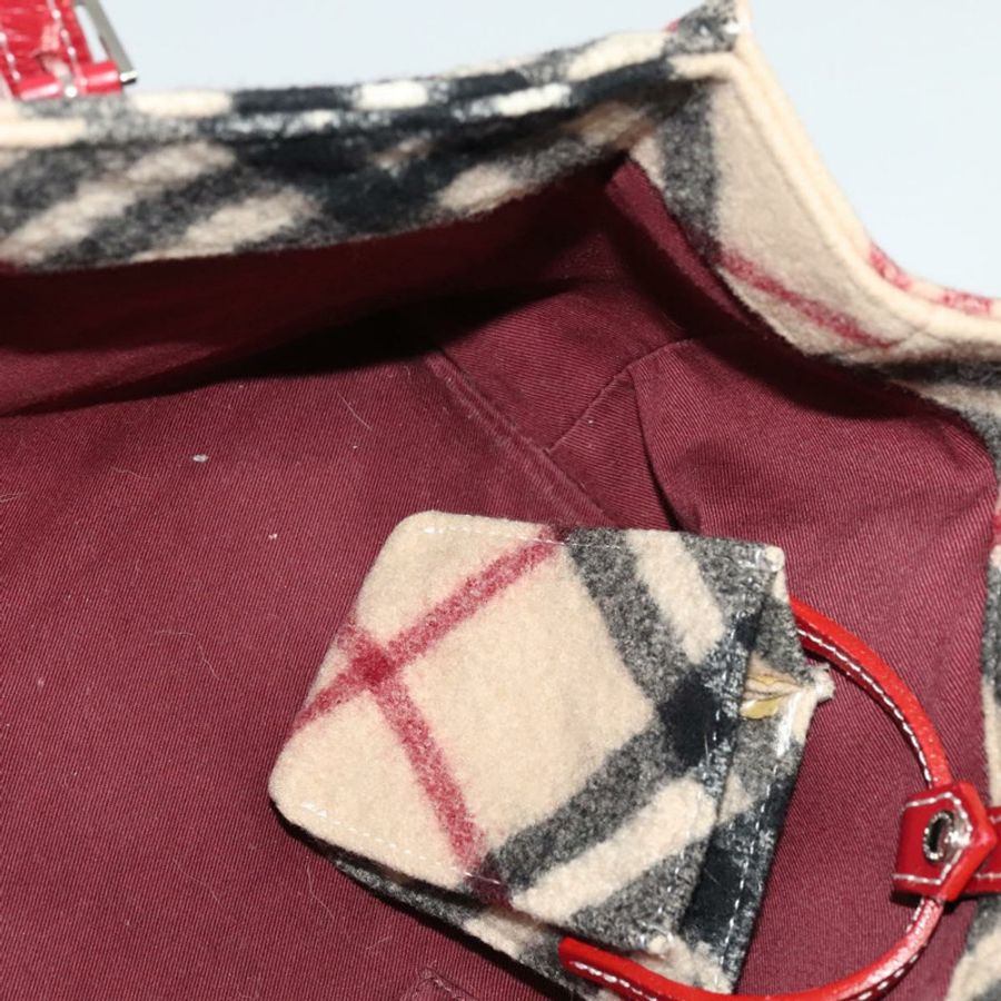 【日本直送】BURBERRY Nova Check Blue Label 手提包 羊毛 米色 正品 MX023-10