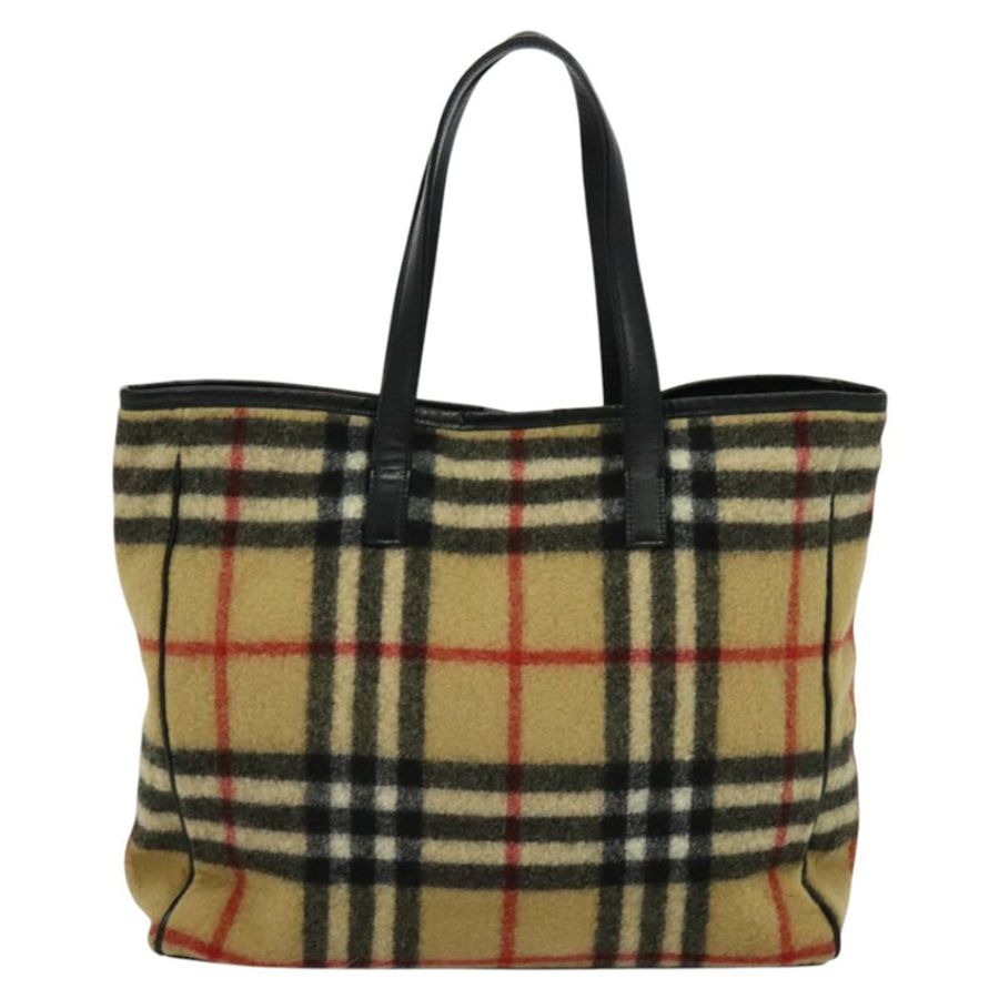 【日本直送】Burberrys Nova Check Blue Label 羊毛米色托特包 正品 MX157-1