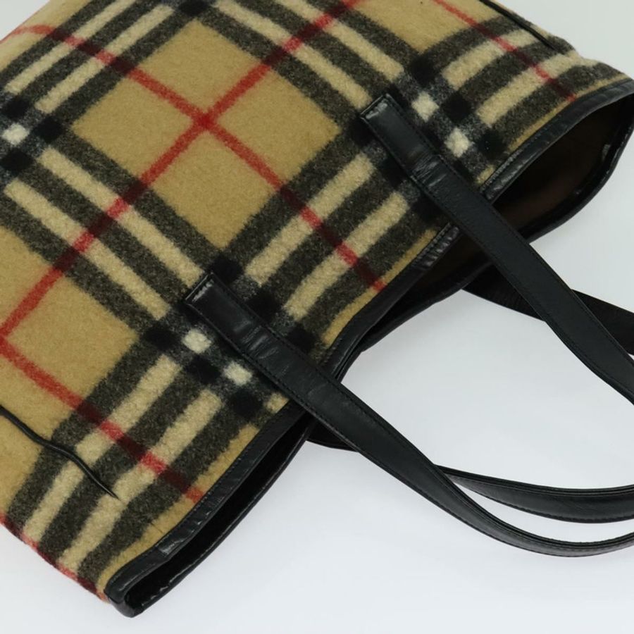 【日本直送】Burberrys Nova Check Blue Label 羊毛米色托特包 正品 MX157-5