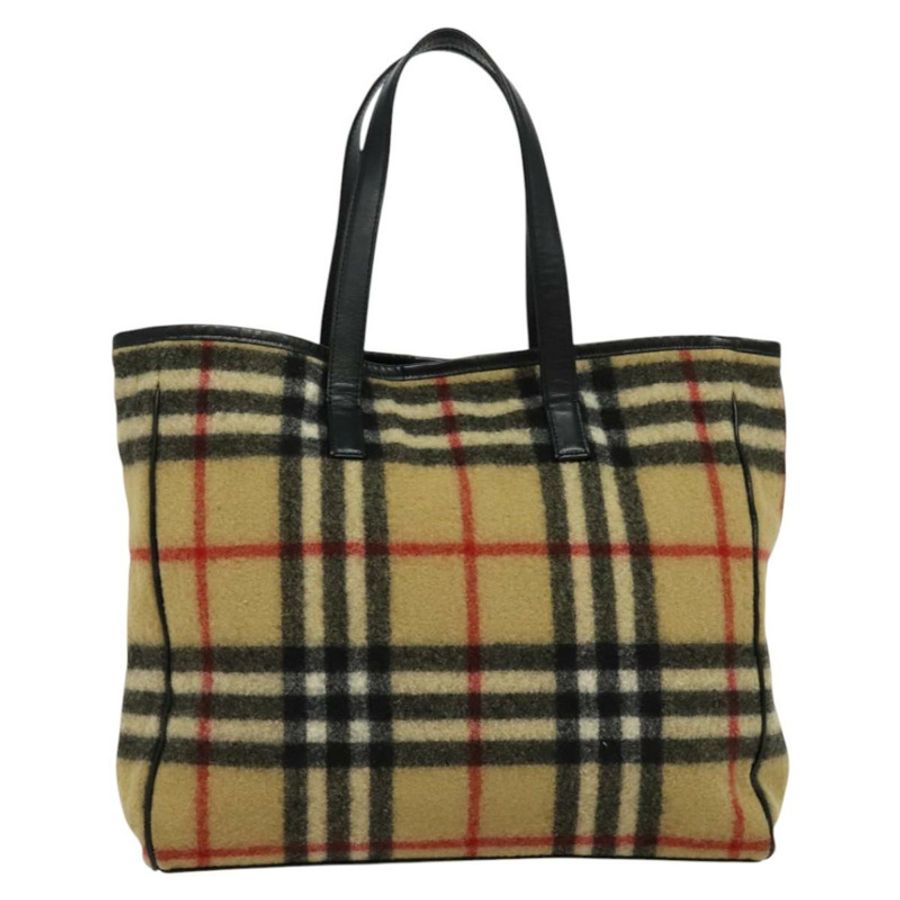 【日本直送】Burberrys Nova Check Blue Label 羊毛米色托特包 正品 MX157-12