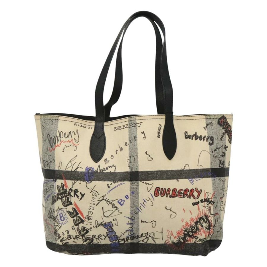 【日本直送】BURBERRY 白色塗佈帆布手提包,正品 KD428-12