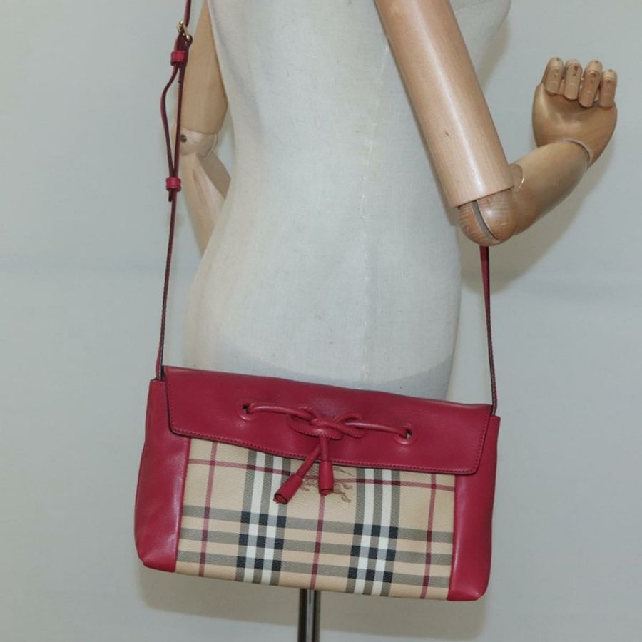【日本直送】BURBERRY Nova 格紋肩背包 PVC 粉紅色 米色 金色 正品 KD447-18