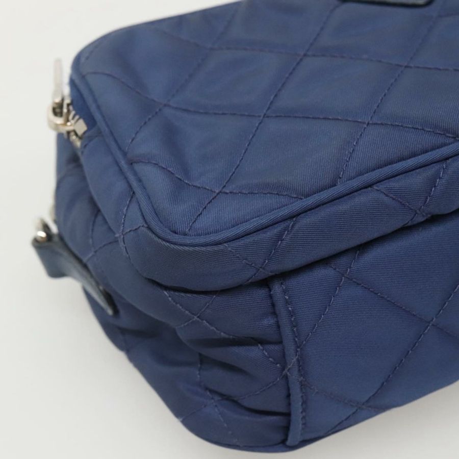 【日本直送】PRADA 絎縫肩背包 尼龍 藍色 銀色 Auth KD263-13