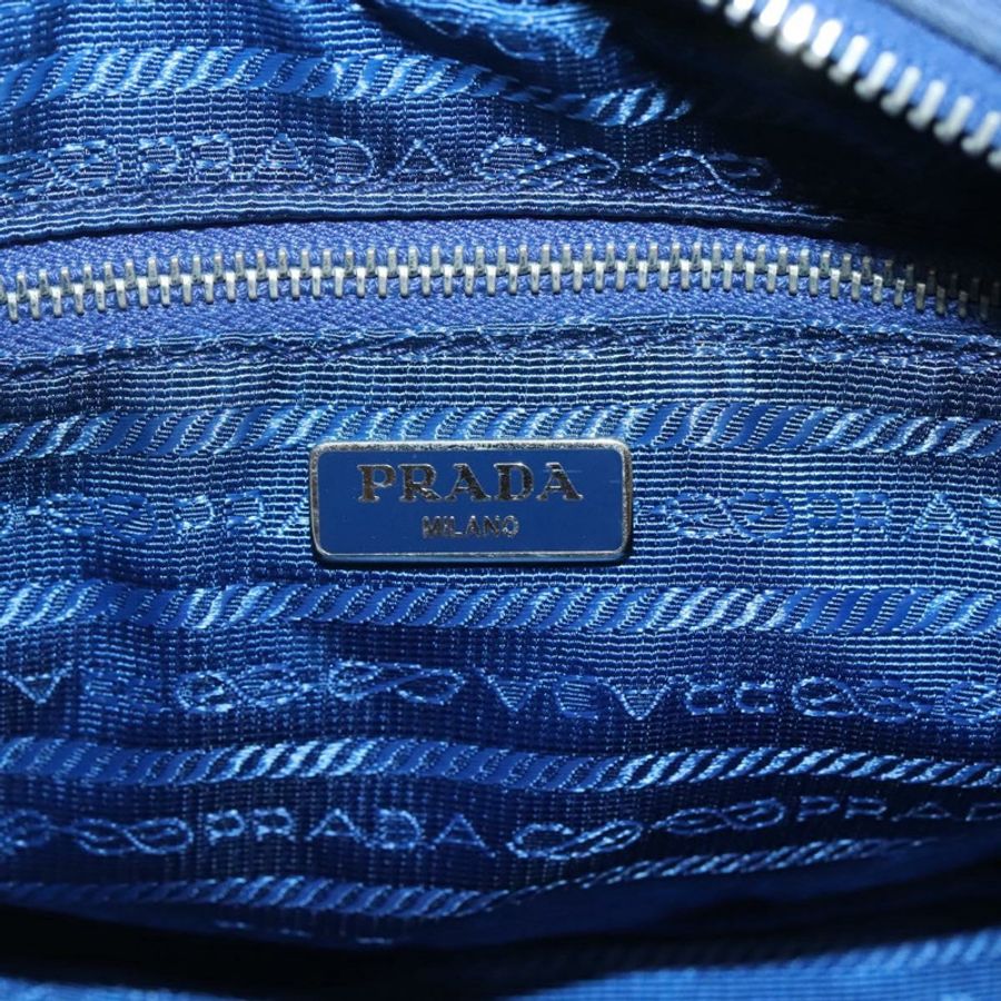 【日本直送】PRADA 絎縫肩背包 尼龍 藍色 銀色 Auth KD263-17
