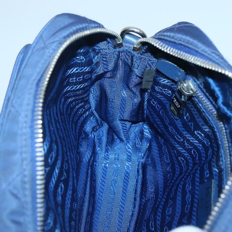 【日本直送】PRADA 絎縫肩背包 尼龍 藍色 銀色 Auth KD263-19