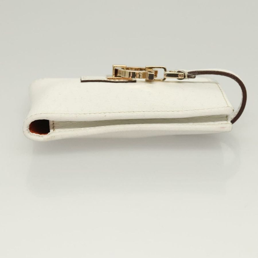 【日本直送】Salvatore Ferragamo Gancini 白色真皮手拿包 Auth KD566-2