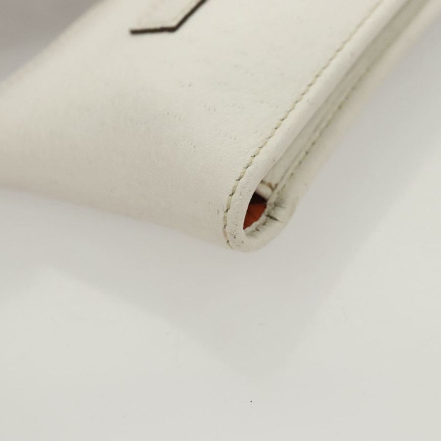 【日本直送】Salvatore Ferragamo Gancini 白色真皮手拿包 Auth KD566-14