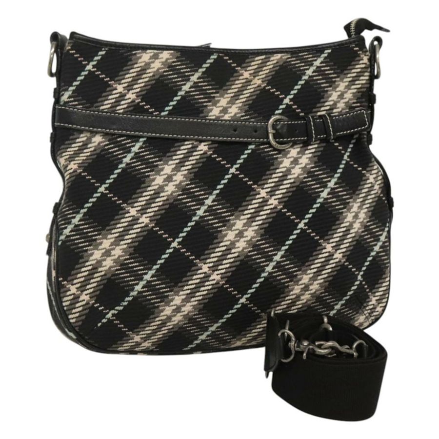 【日本直送】BURBERRY Nova Check Blue Label 單肩包 羊毛 黑色 銀色 正品 117790-0