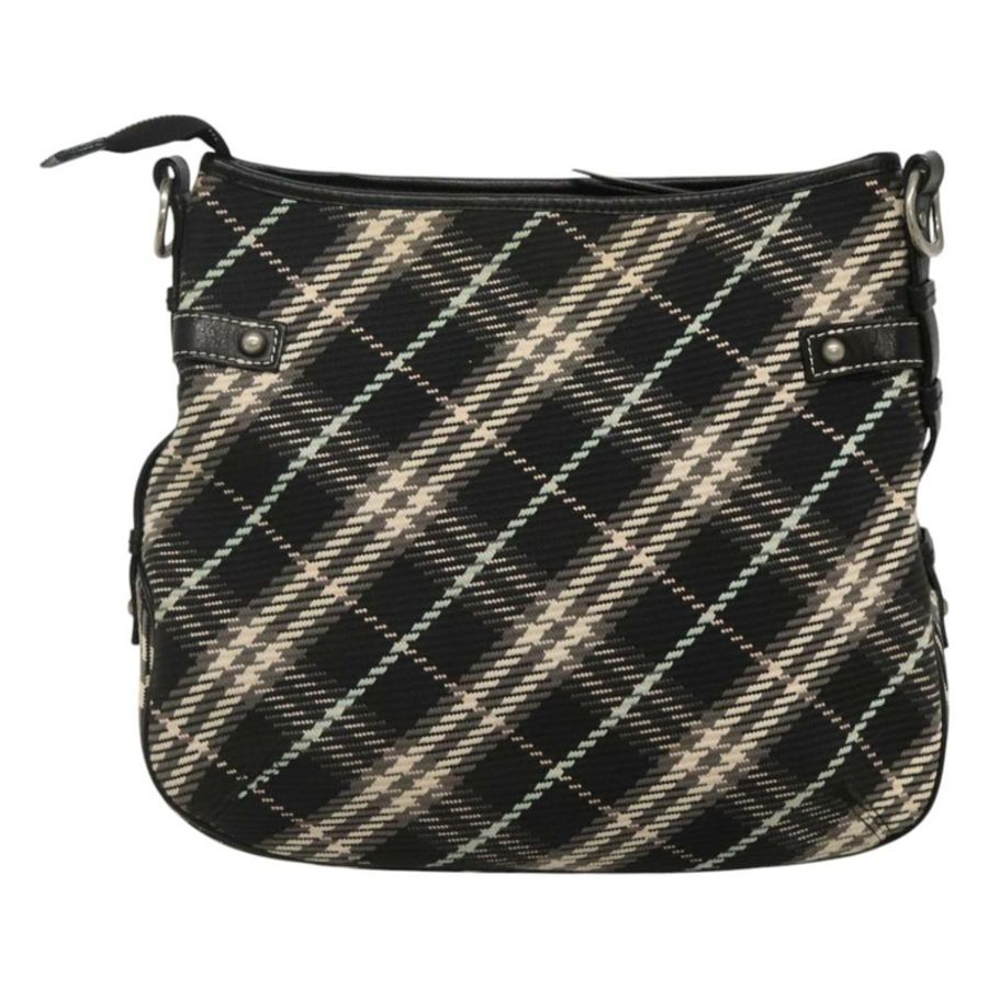 【日本直送】BURBERRY Nova Check Blue Label 單肩包 羊毛 黑色 銀色 正品 117790-1