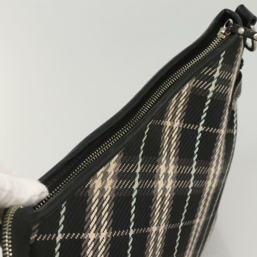 【日本直送】BURBERRY Nova Check Blue Label 單肩包 羊毛 黑色 銀色 正品 117790-4