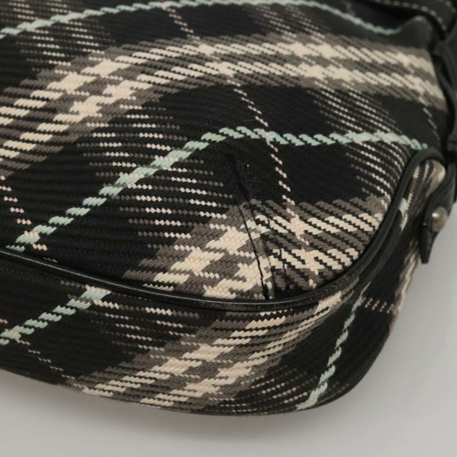 【日本直送】BURBERRY Nova Check Blue Label 單肩包 羊毛 黑色 銀色 正品 117790-6